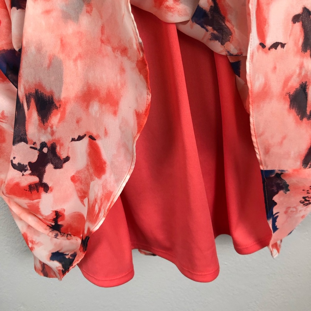 IZ BYER coral floral splatter dress rope belt Sz M - Picture 8 of 15